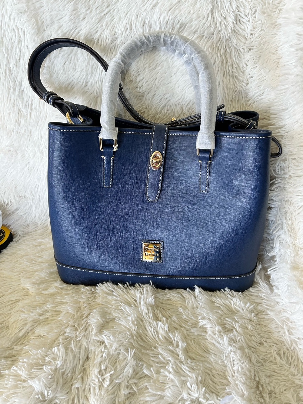 Dooney & Bourke Perry Saffiano Leather Satchel in Marine